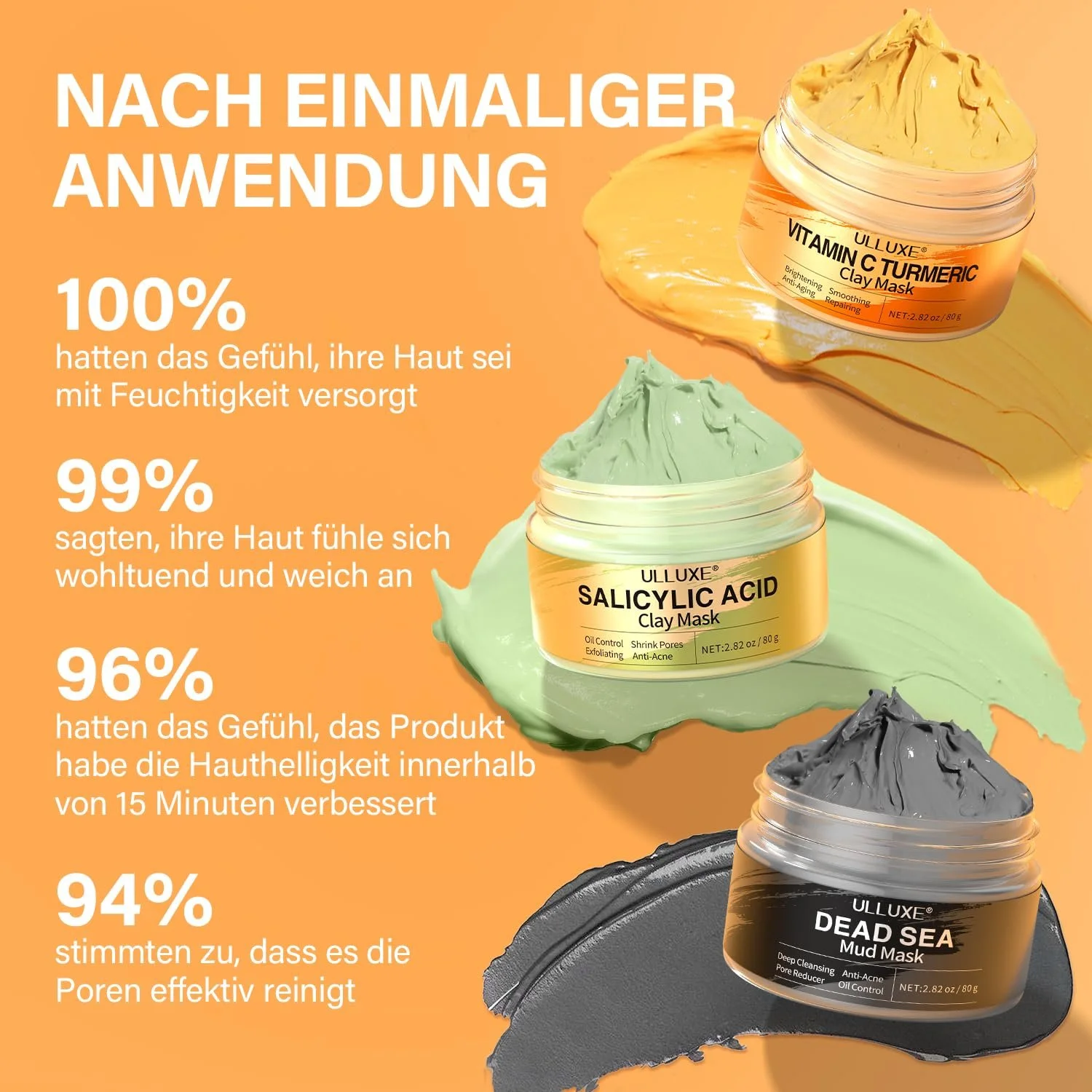 Глиняна Маска з Куркумою та Вітаміном C з Саліциловою Кислотою і Гряззю Мертвого Моря, 3 x 80 г, фото №5 Глиняна Маска з Куркумою та Вітаміном C з Саліциловою Кислотою і Гряззю Мертвого Моря, 3 x 80 г, фото №5