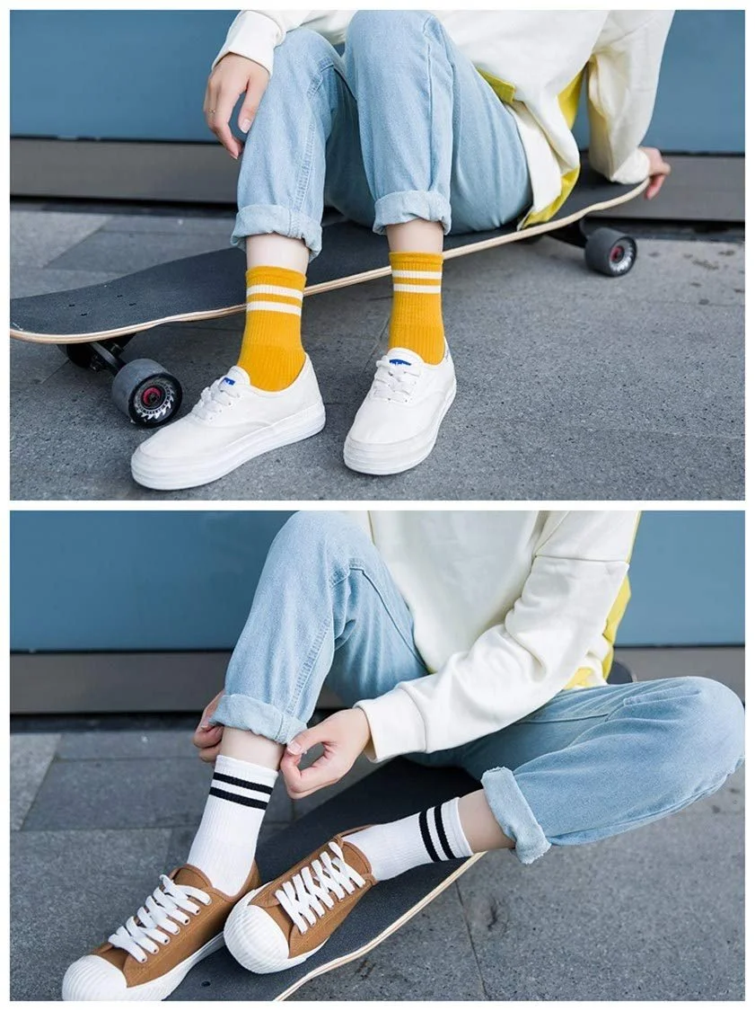 Носки AOMIKS Полосатые с сердечками One Size, 6 пар, фото №4