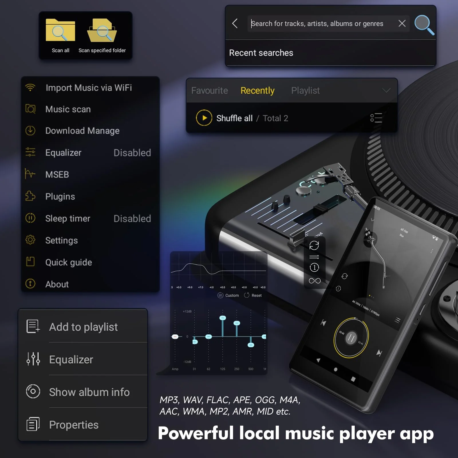 MP3-плеер Spotify с Bluetooth 83GB, 4.5-дюймовый сенсорный MP4-плеер WiFi, 2000 mAh Портативный стерео Hi-Fi с динамиком, Amazon Music, Android-плеер для потоковой передачи музыки для детей, FM-радио, фото №5