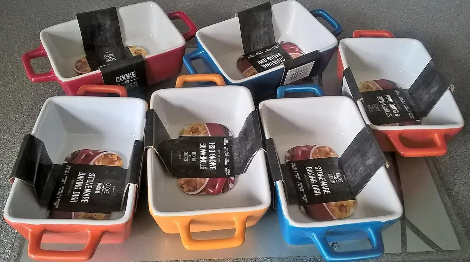 Набор форм для запекания Cooke and Baker 4 шт прямоугольные керамические 5х10х12 см разноцветные, фото №7