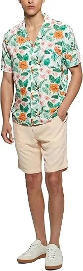 Мужская рубашка GUESS / с короткими рукавами и эко-флюидным принтом / Разноцветная, фото №2