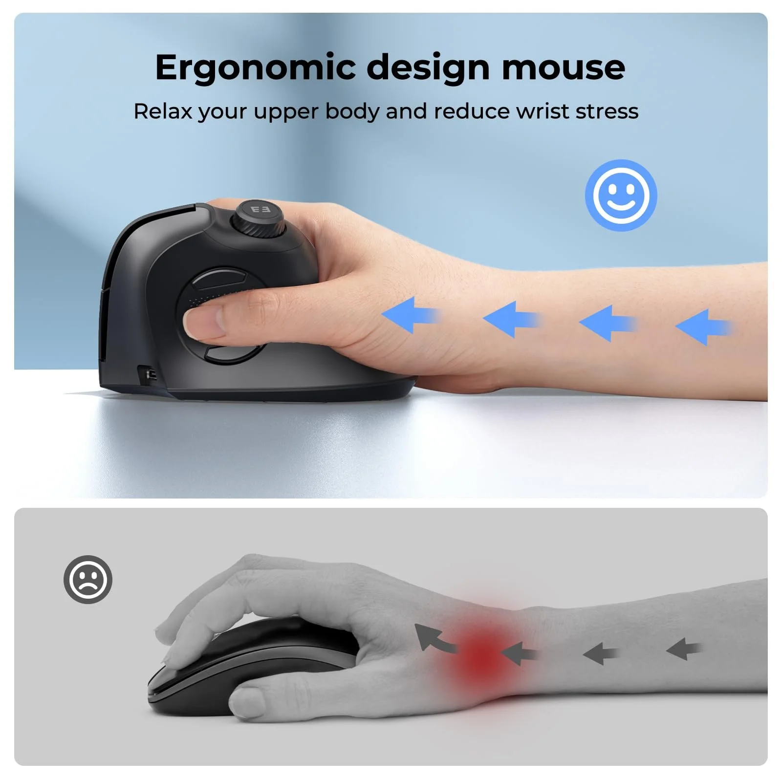 Мышь seenda Беспроводная Эргономичная с регулировкой громкости Multi-Device (2 Bluetooth или 2.4GHz USB) Перезаряжаемая Бесшумная Вертикальная Черная, фото №5 Мышь seenda Беспроводная Эргономичная с регулировкой громкости Multi-Device (2 Bluetooth или 2.4GHz USB) Перезаряжаемая Бесшумная Вертикальная Черная, фото №5