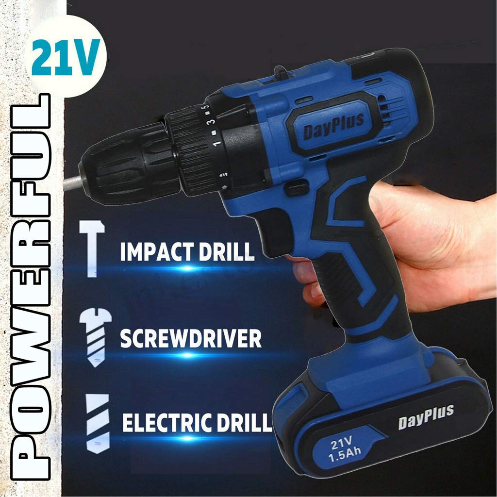 Беспроводная дрель с 2 x 1.5Ah аккумуляторами и 29 аксессуарами 45 Нм LED свет 2 скорости, фото №2