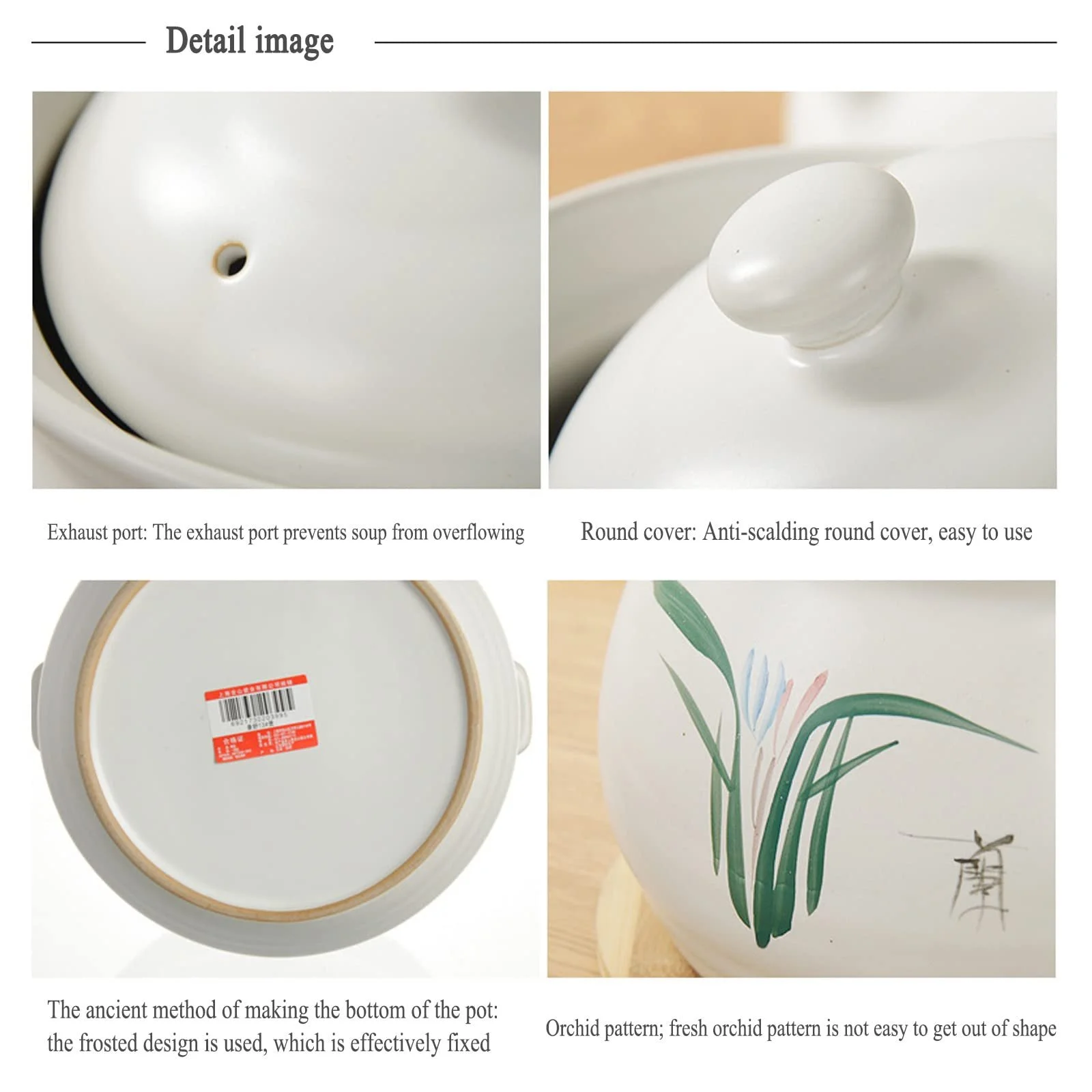 Глиняная кастрюля для запекания в китайском стиле ручной работы термостойкая антипригарная, фото №4