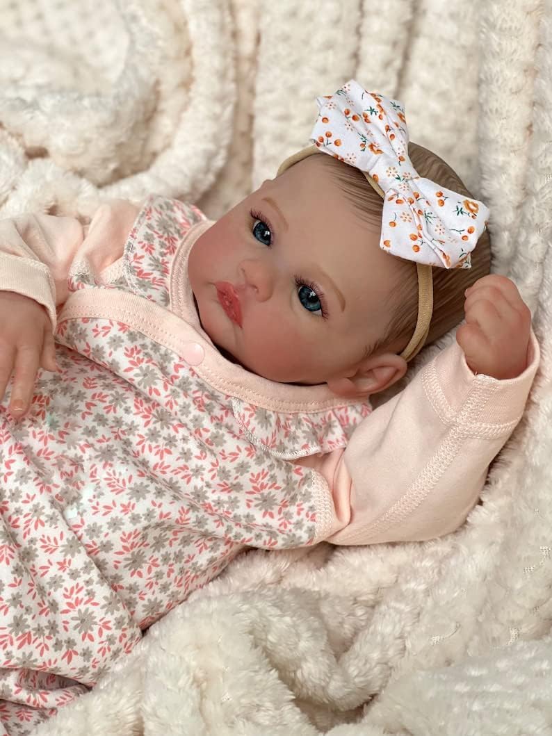 Лялька Anano Reborn Baby Silicone Lifelike 48 см Full Silicone Soft Newborn Reborn Baby Doll Meadow Блакитні Очі, фото №3