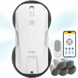 Робот для мытья окон Fmart T11 с автоматической системой распыления на четыре стороны, тройной системой безопасности, интеллектуальной навигацией, дистанционным управлением, для всех гладких поверхностей, с 10 салфетками - Фото 1