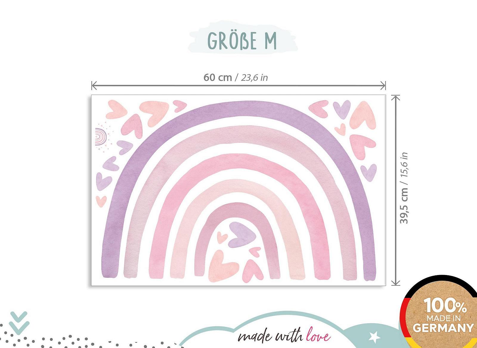 Наклейка на стену Little Deco DL5090 M Радуга с сердечками Фиолетовый Розовый, фото №4