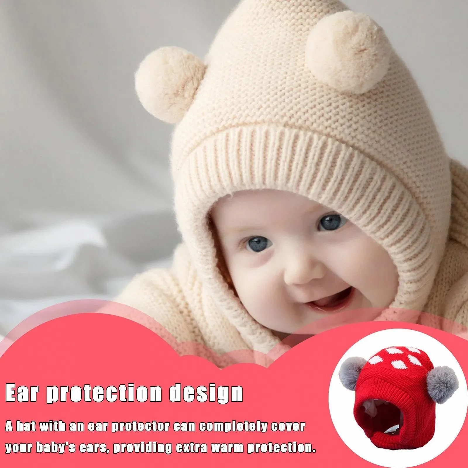 Вязаная шапка-ушанка Zqkimzi для детей, зимняя вязаная, фото №3 Вязаная шапка-ушанка Zqkimzi для детей, зимняя вязаная, фото №3