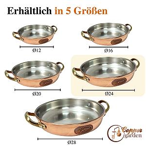 Сотейник Copper Garden Copper 24 см с ручками I Медная сковорода с пищевым оловом: идеальная теплопроводность/распределение I Медная сковорода высокая и устойчивая для жарки, запекания, сервировки и т.д. synthetic.ua - Фото 1