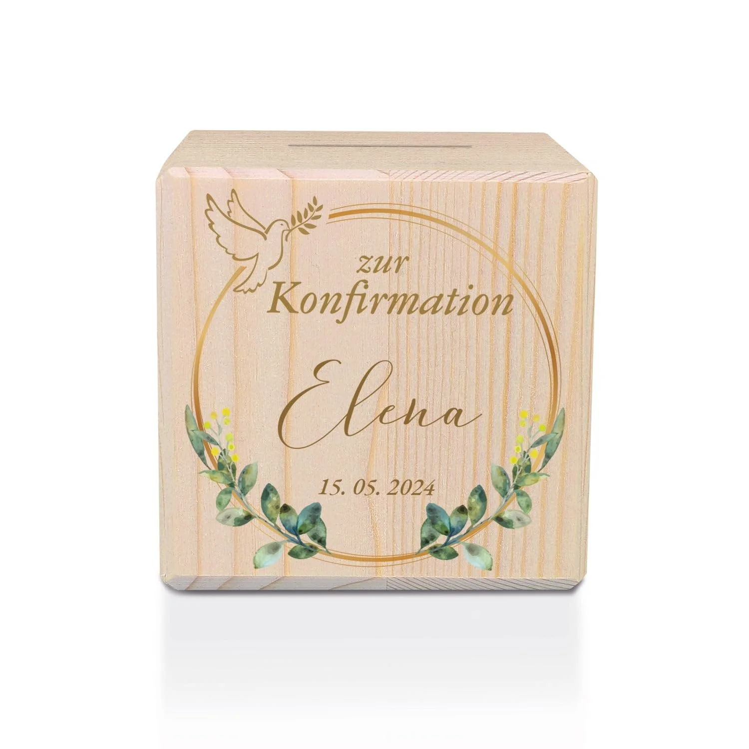 Скарбничка дерев'яна GRAVURZEILE Dove Gold з металевим замком, фото №1