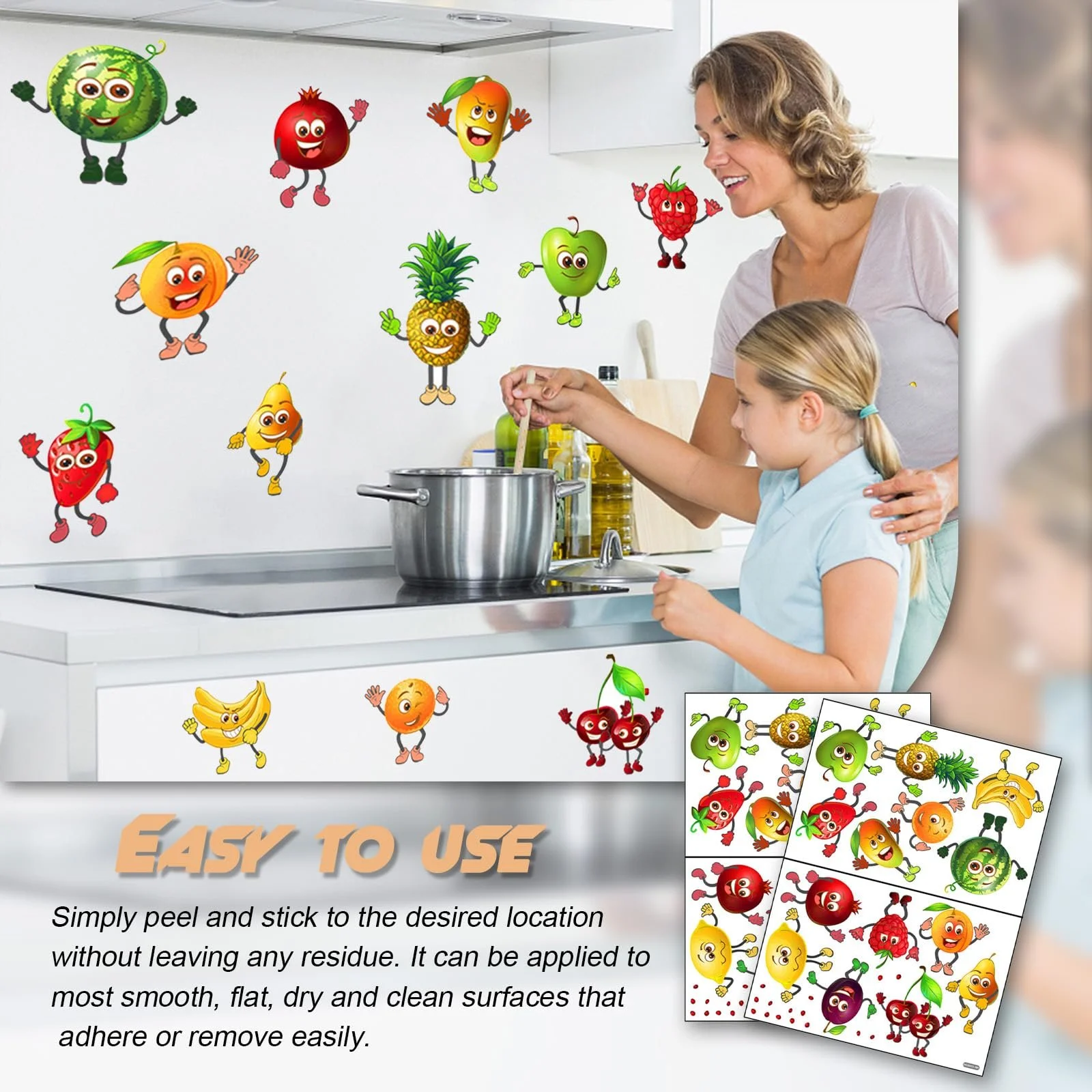 Наклейки на стіну Кухонні Овочі та фрукти ПВХ Набір 2 шт. 30 x 45 см, фото №6