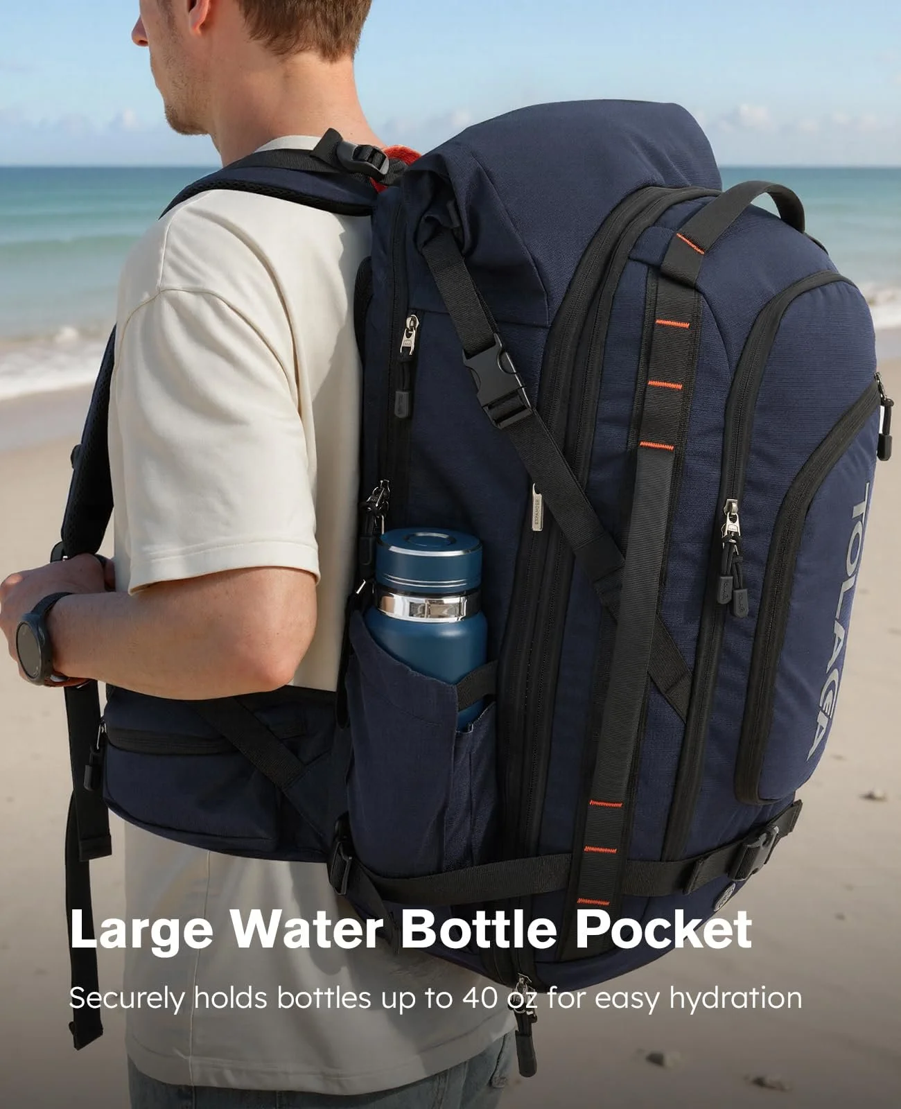 Рюкзак для ноутбука Tolaccea Rolltop 17.3 Inch 40-55L темно-синий, фото №7