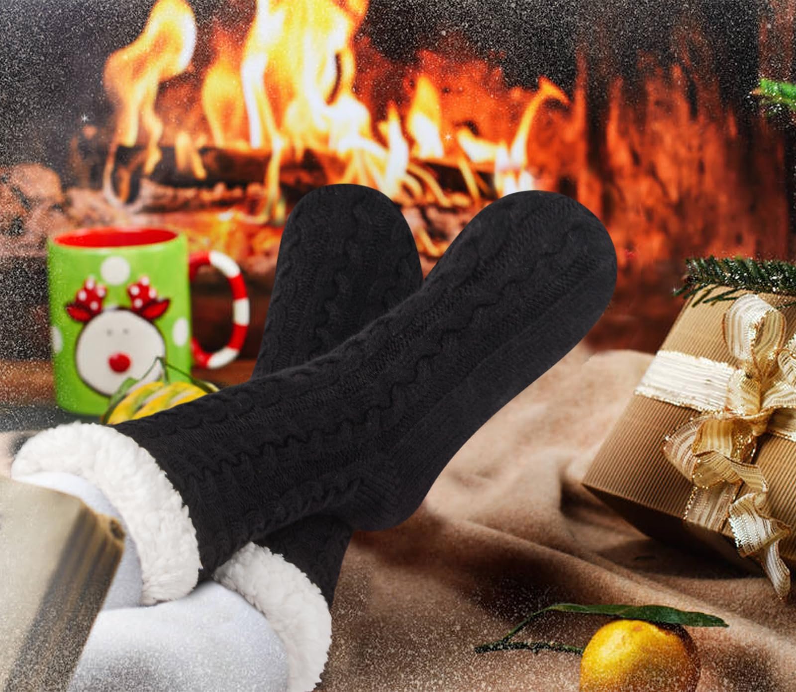 2 пары носков-стопперов женские теплые зимние пушистые нескользящие для дома, фото №6