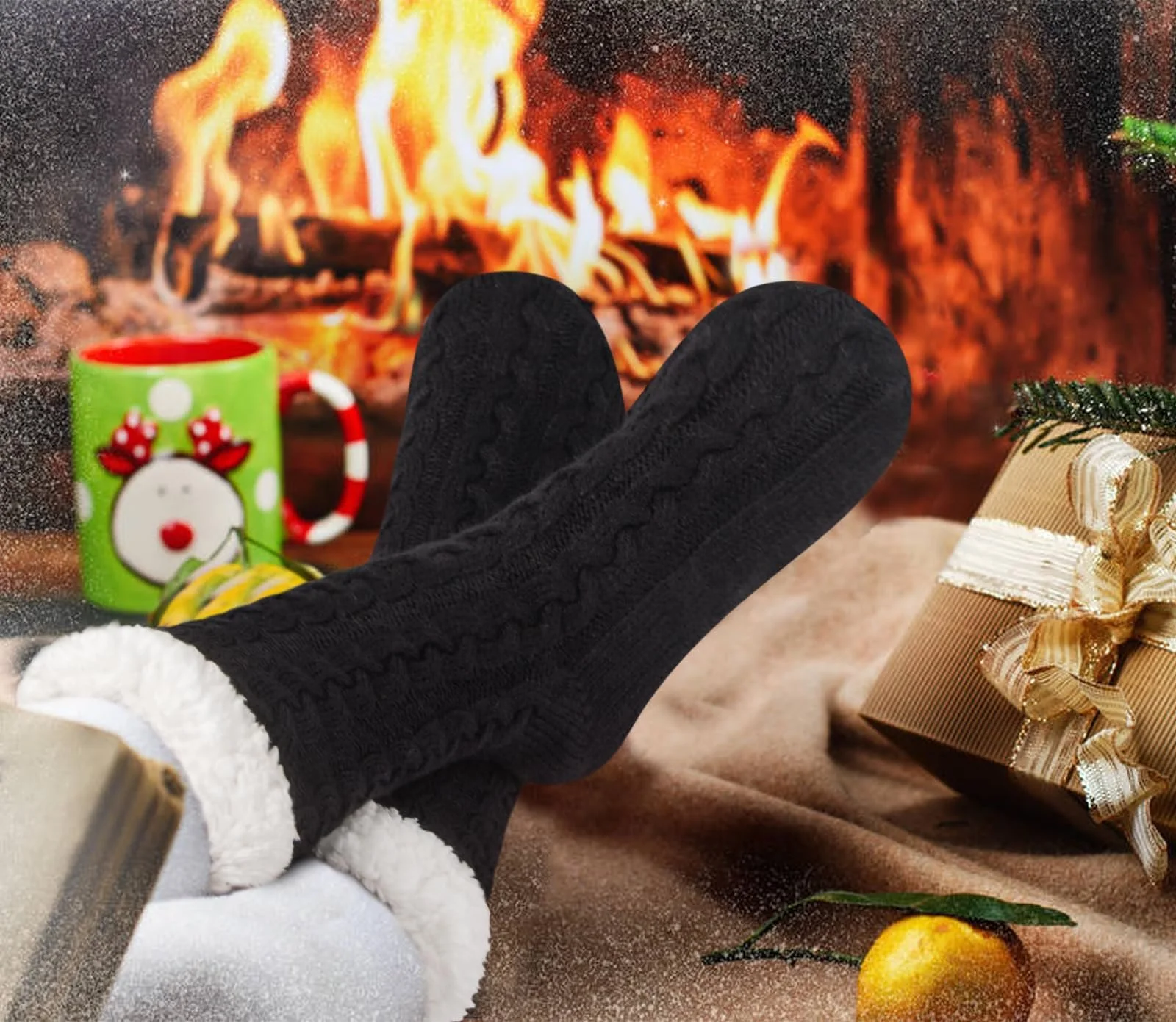 2 пари шкарпеток-стоперів жіночі, теплі, зимові, пухнасті, протиковзкі, для дому, фото №6