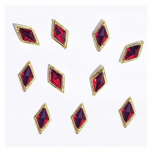 Украшения для ногтей Wanglan 3D, сплав, квадратные бриллианты, золото, 394-401, винно-красный (100 шт.) - Фото 1