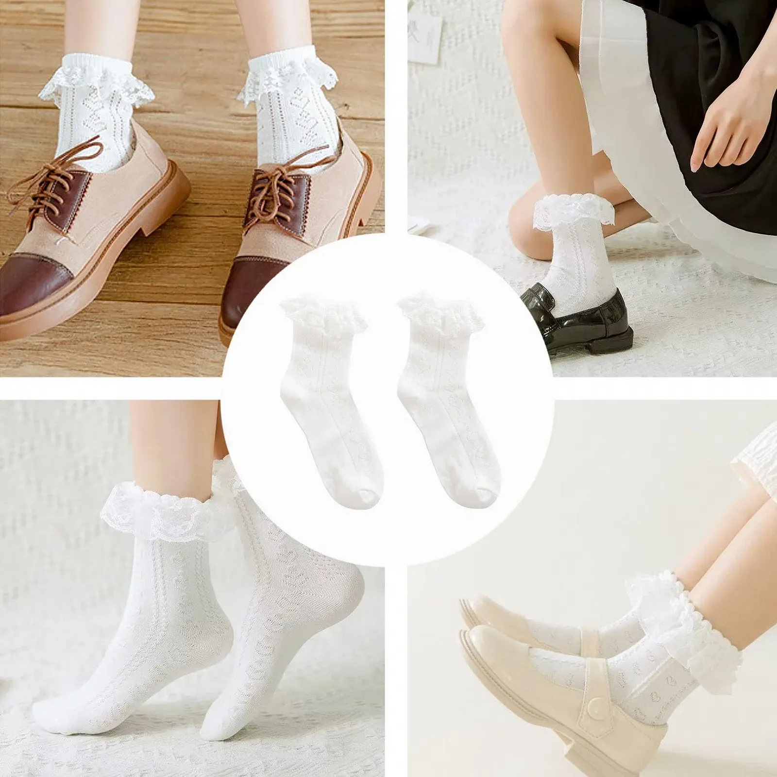 Шкарпетки з рюшами Білі мереживні, фото №7