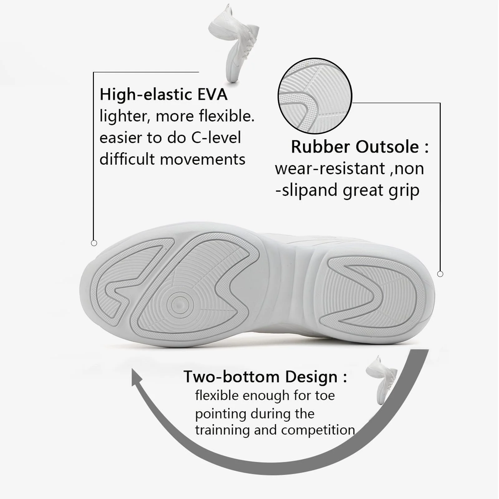 Кроссовки для черлидинга Cheer Танцевальная Кроссовки Черлидеры Детские Фитнес гимнастика Тренировочные кроссовки Нескользящие Девочки Акробатика Младший школьный возраст, фото №3