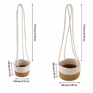 Набор подвесных корзин для растений KEILEOHO 4 шт. 14 см и 20 см хлопковые плетеные synthetic.ua - Фото 1