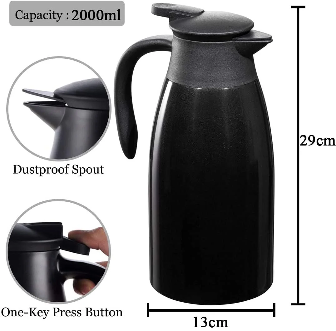 Термос Кавник 2 літри нержавіюча сталь Швидке закриття Подвійні стінки, фото №3