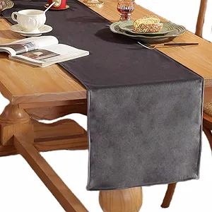 Купити Ранер HSTWODE Velvet 33 x 120 см Оксамитова Темно-сіра - Фото 1 Ранер HSTWODE Velvet 33 x 120 см Оксамитова Темно-сіра - Фото 1