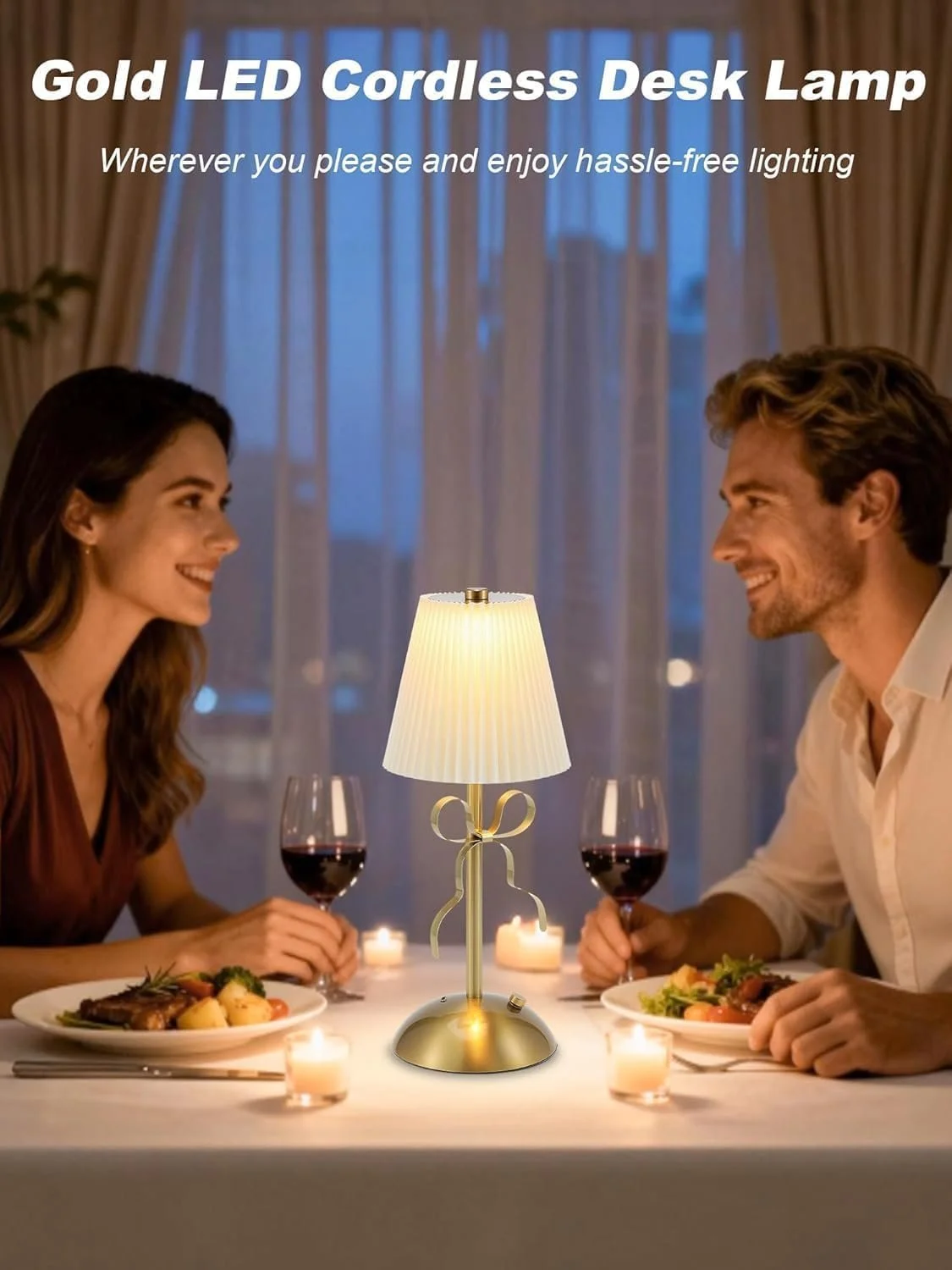 Настільна лампа Vintage Portable Wireless LED 3 Colours Dimmable Gold, фото №5