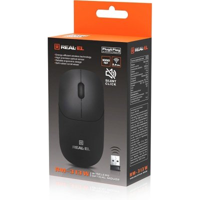 Мышка REAL-EL RM-313W Wireless Black (EL123200042), фото №10 Мышка REAL-EL RM-313W Wireless Black (EL123200042), фото №10