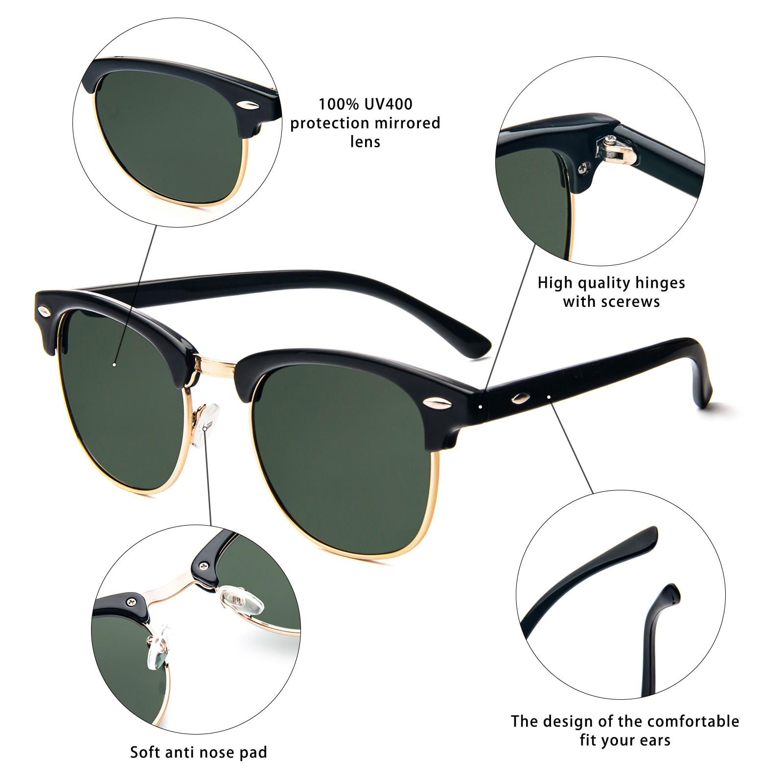 Сонцезахисні окуляри Жіночі PARTY GO Класичні вінтажні UV400 Великі Модні, Коричневий + Синій + Зелений, фото №3