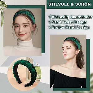 Обруч Бархатный плетеный в стиле ретро Зеленый synthetic.ua - Фото 1