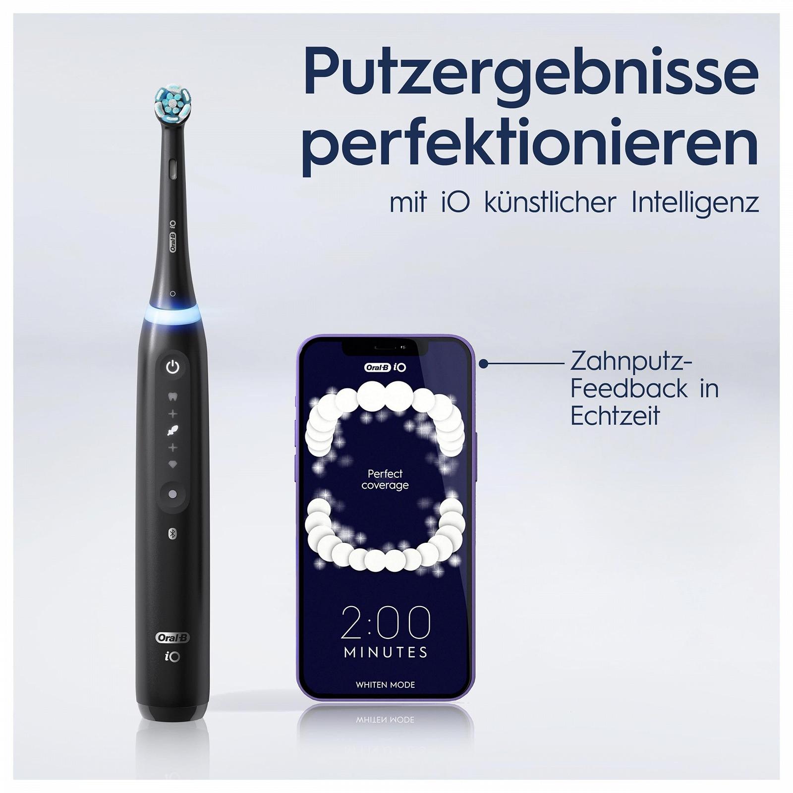 Зубная щетка электрическая Oral-B iO Series 5, Двойная упаковка, 2 сменные насадки, 5 режимов чистки для ухода за зубами, Дорожный чехол, Матовый черный, фото №5