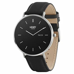 Цифровые часы Henry London Modern HLS65-0009, черный, с кожаным ремешком - Фото 1
