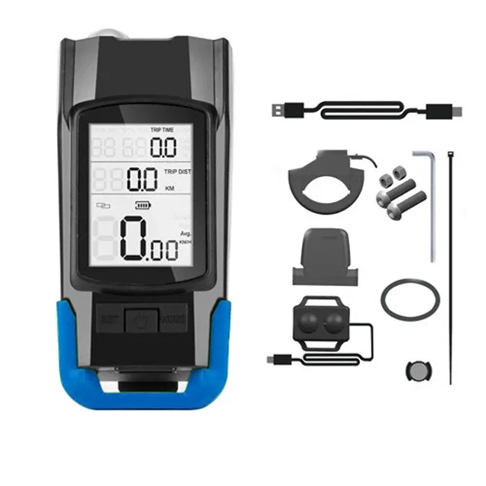 Велосипедний комп'ютер BK-1920 з вело ліхтарем 2 LED Т6 дальній-ближній та дзвінком синій, фото №3 Велосипедний комп'ютер BK-1920 з вело ліхтарем 2 LED Т6 дальній-ближній та дзвінком синій, фото №3