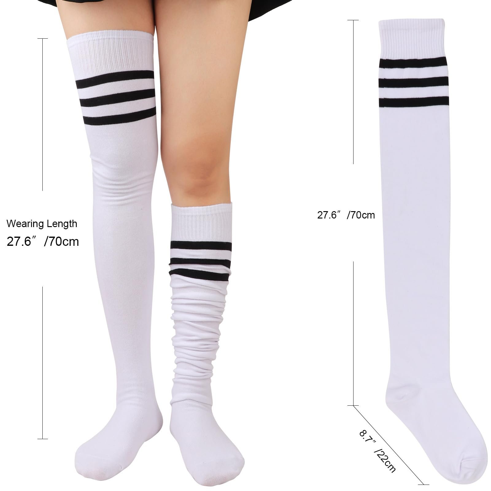 Носки DRESHOW Женские экстра длинные выше колена, гетры, длинные полосатые носки, повседневные высокие гольфы, фото №7