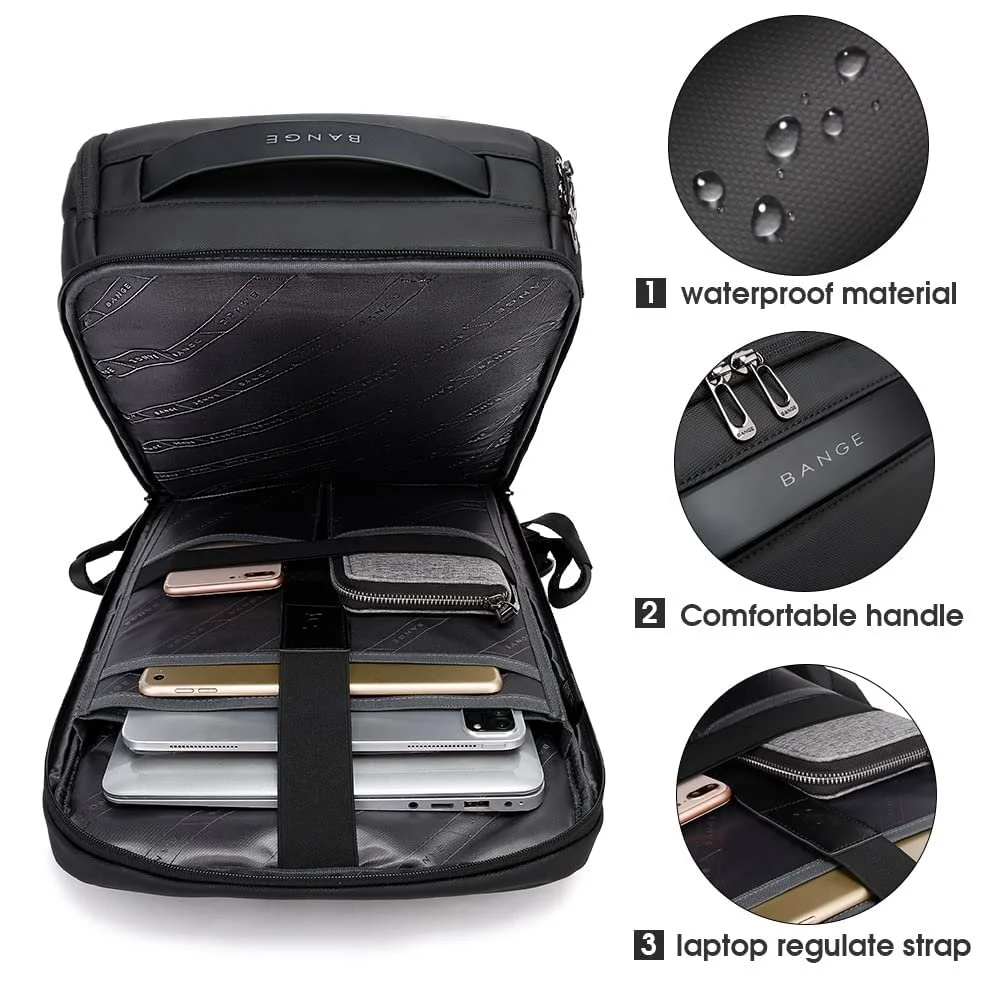 Рюкзак Business Smart BANGE 15.6 дюйма USB Водонепроницаемый Черный, фото №3 Рюкзак Business Smart BANGE 15.6 дюйма USB Водонепроницаемый Черный, фото №3