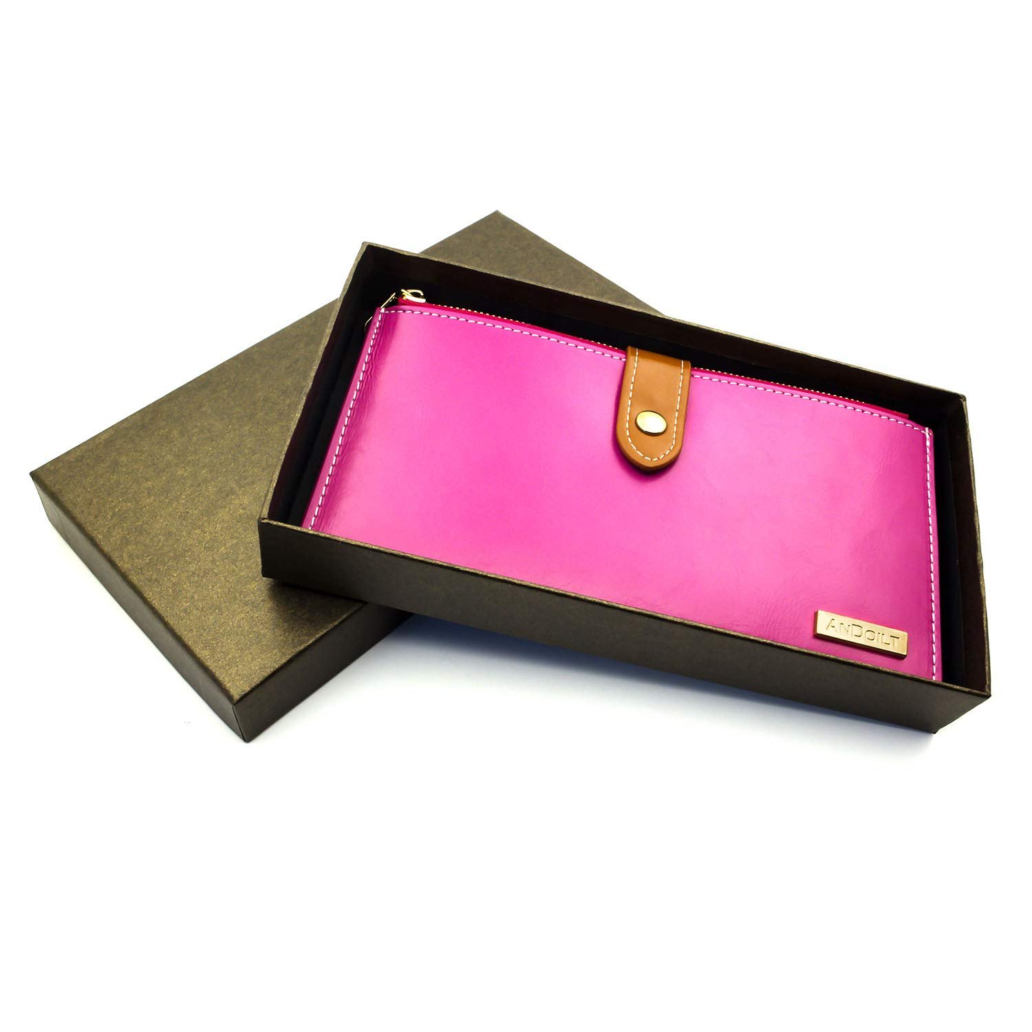 Кошелек Andoilt женский кожаный с RFID защитой, отделение для кредитных карт, на молнии, для мобильного телефона, фото №6