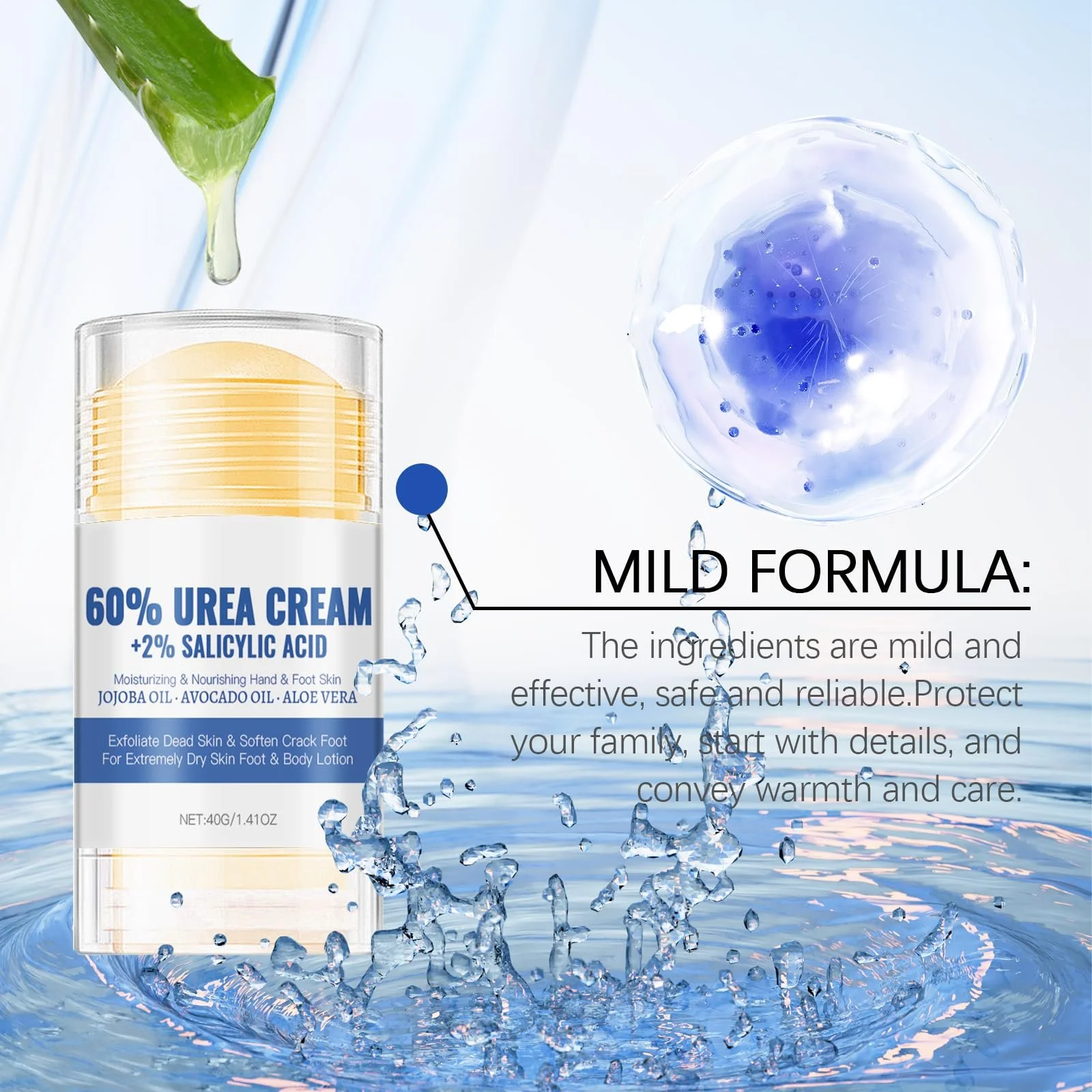 Крем для ног Urea Cream 60% с алоэ вера для сухой и потрескавшейся кожи пяток и стоп, фото №4