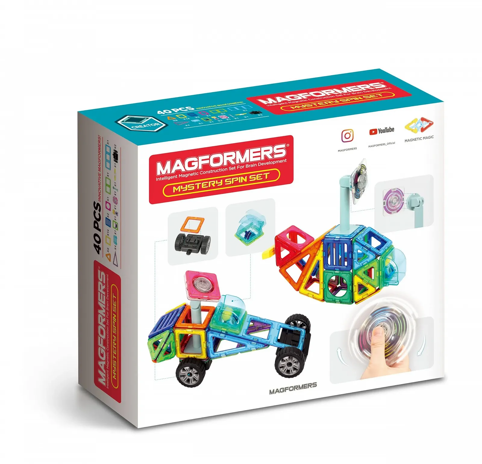 Конструктор Magformers Mystery Spin Set 40 деталей, магнитные строительные блоки, цветной, 3-99 лет, фото №2