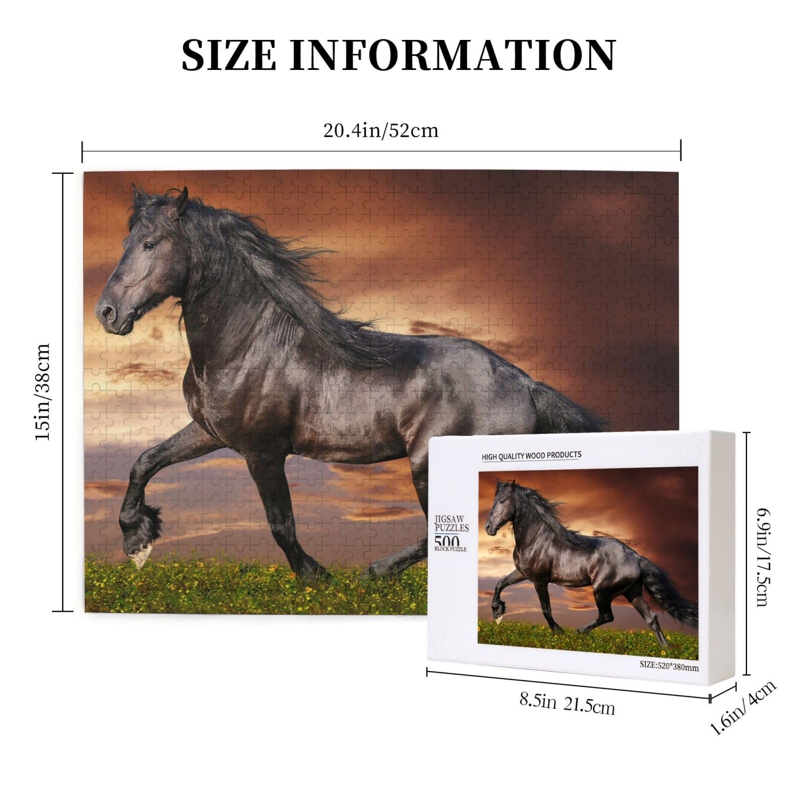 Пазл деревянный Horse Running in the Meadow 500 деталей 38 х 52 см, фото №3