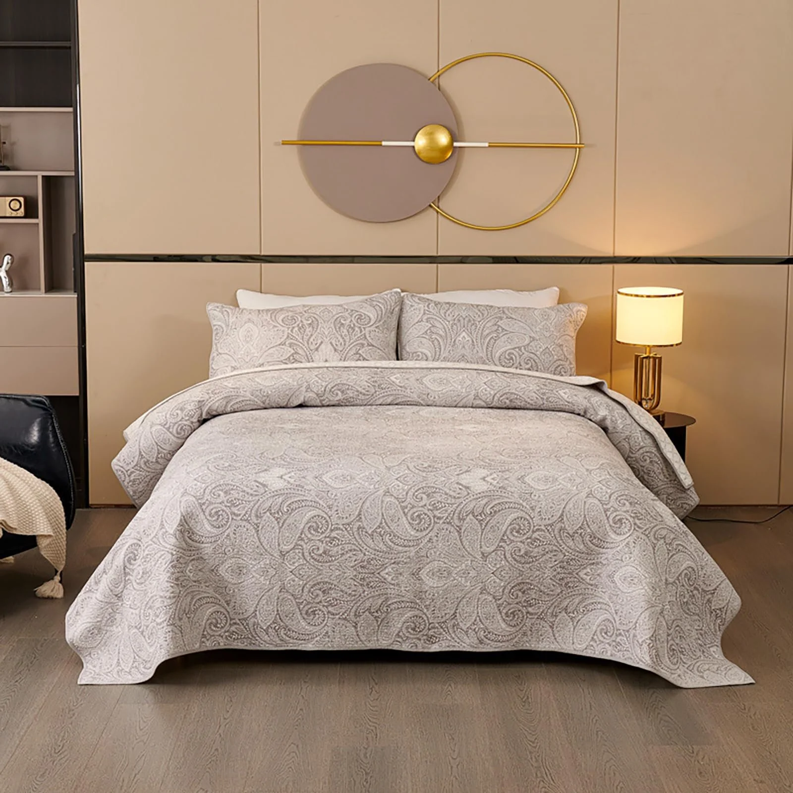 Покрывало E-yimeng 230 x 250 см с 2 наволочками 48 x 74 см Двустороннее Легкий уход Серый, фото №1