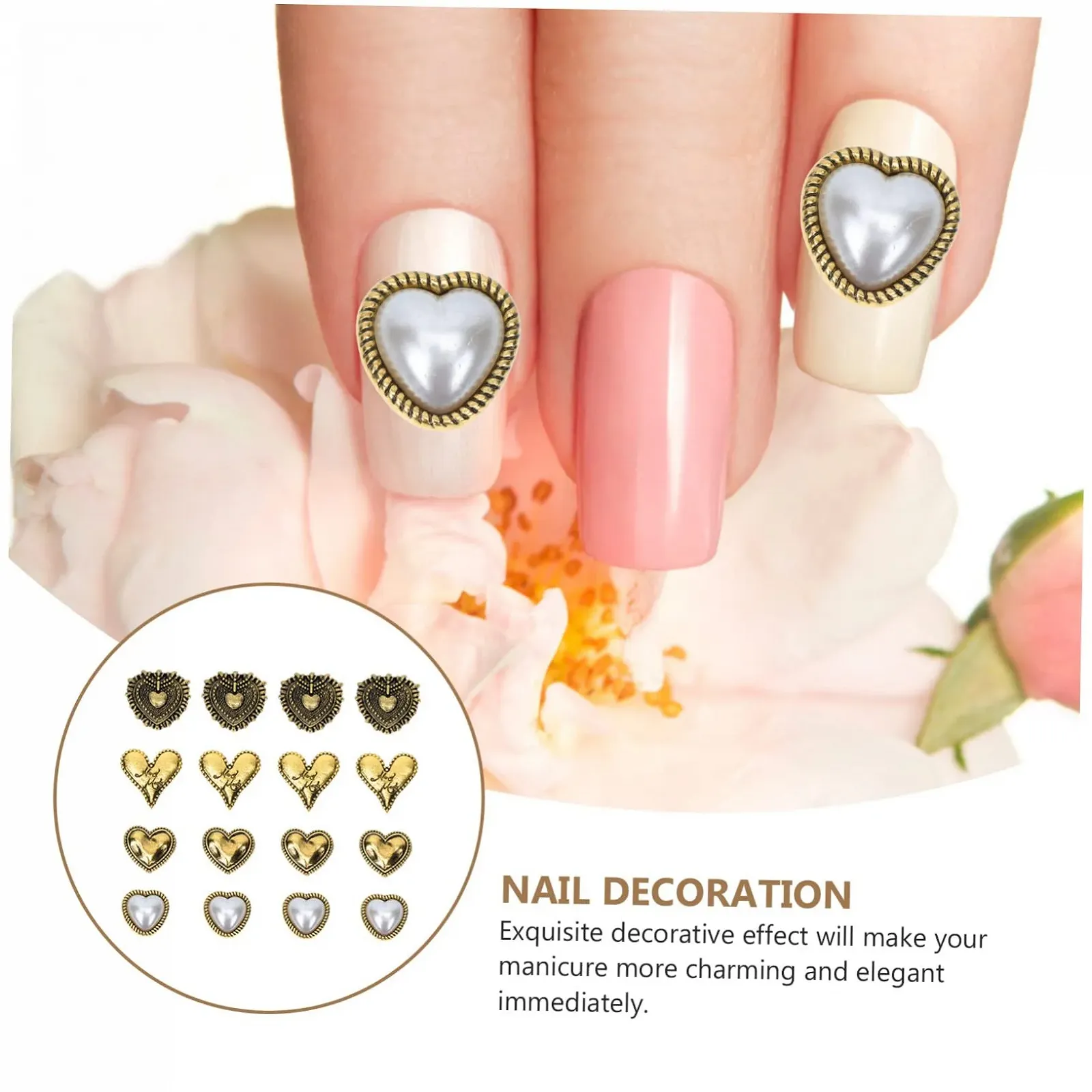 Украшение для маникюра Ретро Винтажные стеклянные украшения Жемчужные подвески Винтажный декор Драгоценные камни Камни Стразы для ногтей Плоские блестки DIY для ногтей, 40 шт, фото №7