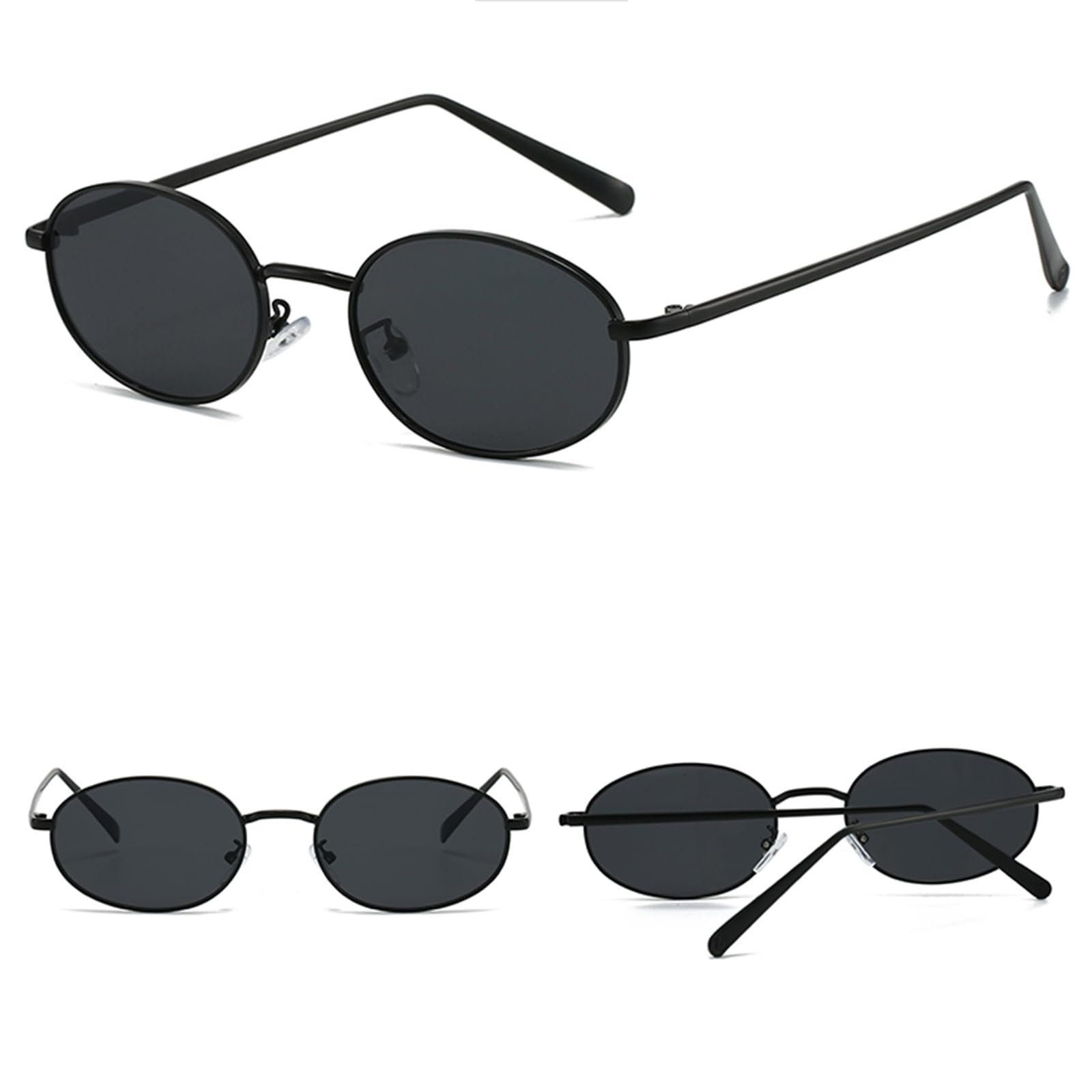 Сонцезахисні окуляри Овальні Ретро Ggpyyon для жінок та чоловіків, класичні вінтажні в стилі 90-х, металева оправа, фото №3