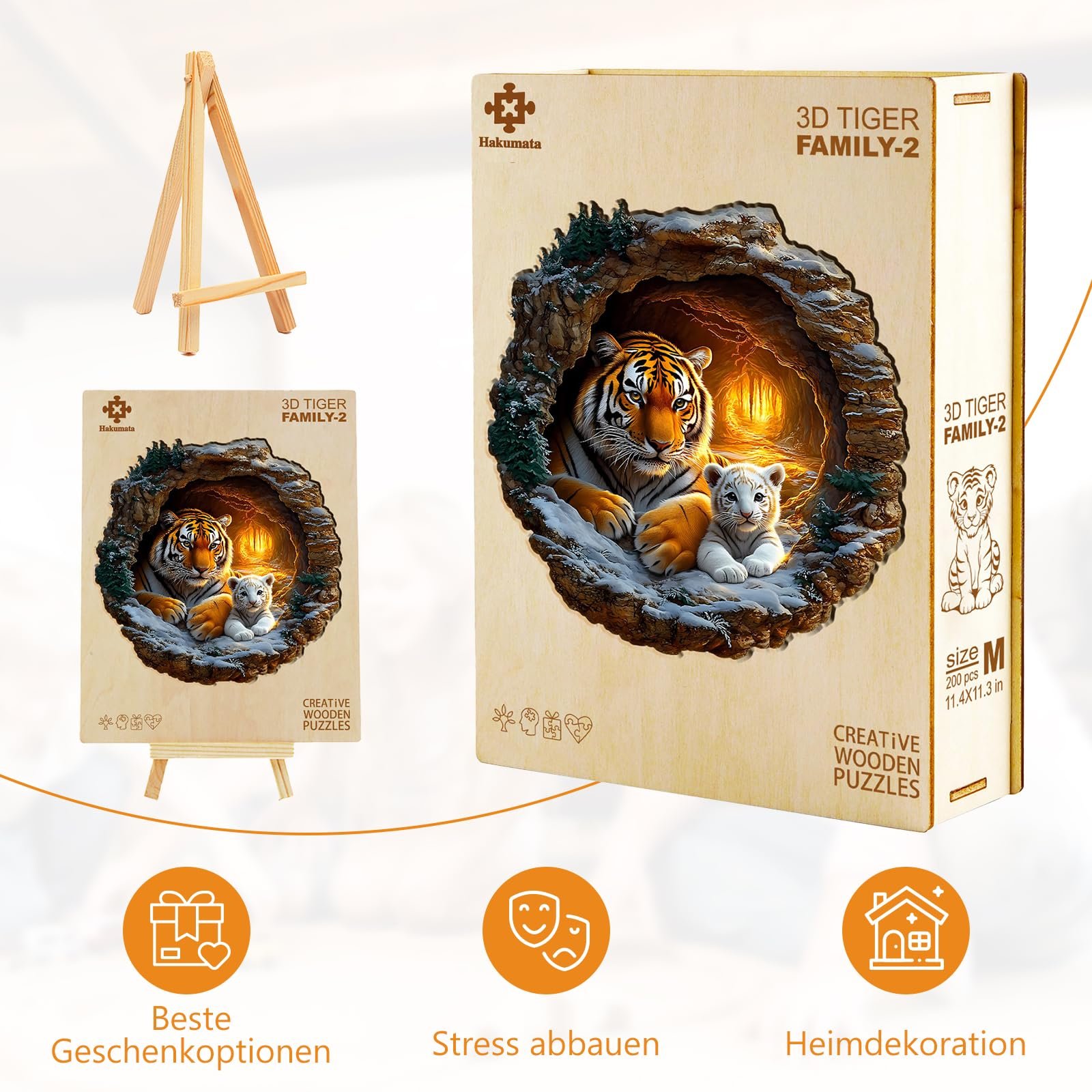 Деревянный 3D пазл Tiger Family 200 деталей, фото №2