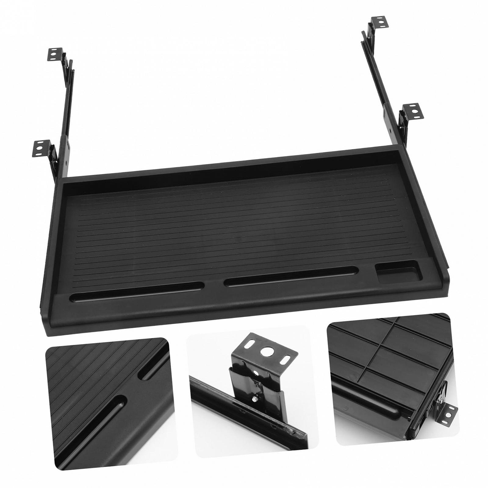 Выдвижной ящик для клавиатуры под стол Прочный ящик для клавиатуры со скользящей рейкой, экономящий пространство, эргономичный для офиса и домашнего офиса Черный, фото №4