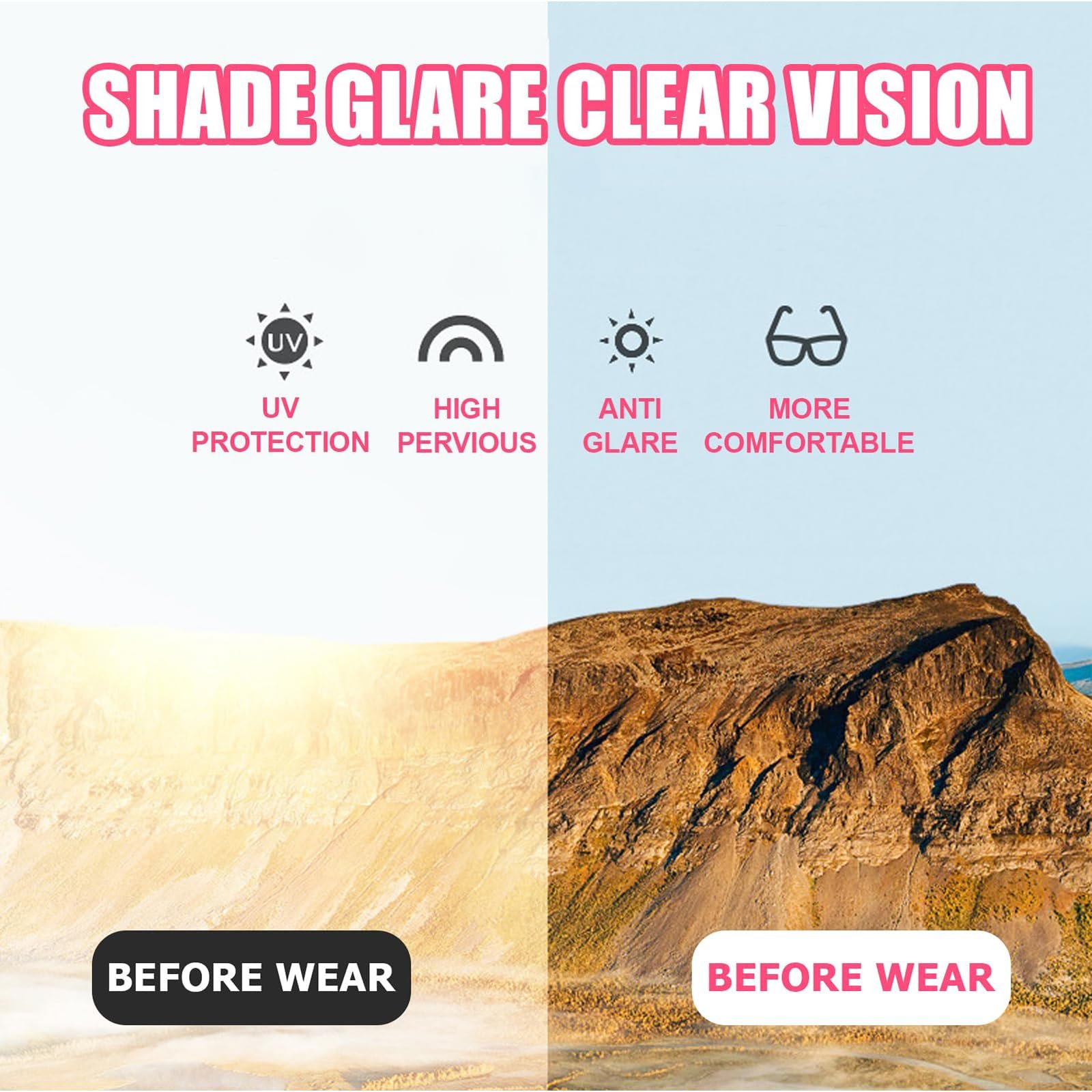 Сонцезахисні окуляри WANDGU у формі серця, без оправи, 12 кольорів, рожевий, фото №7 Сонцезахисні окуляри WANDGU у формі серця, без оправи, 12 кольорів, рожевий, фото №7