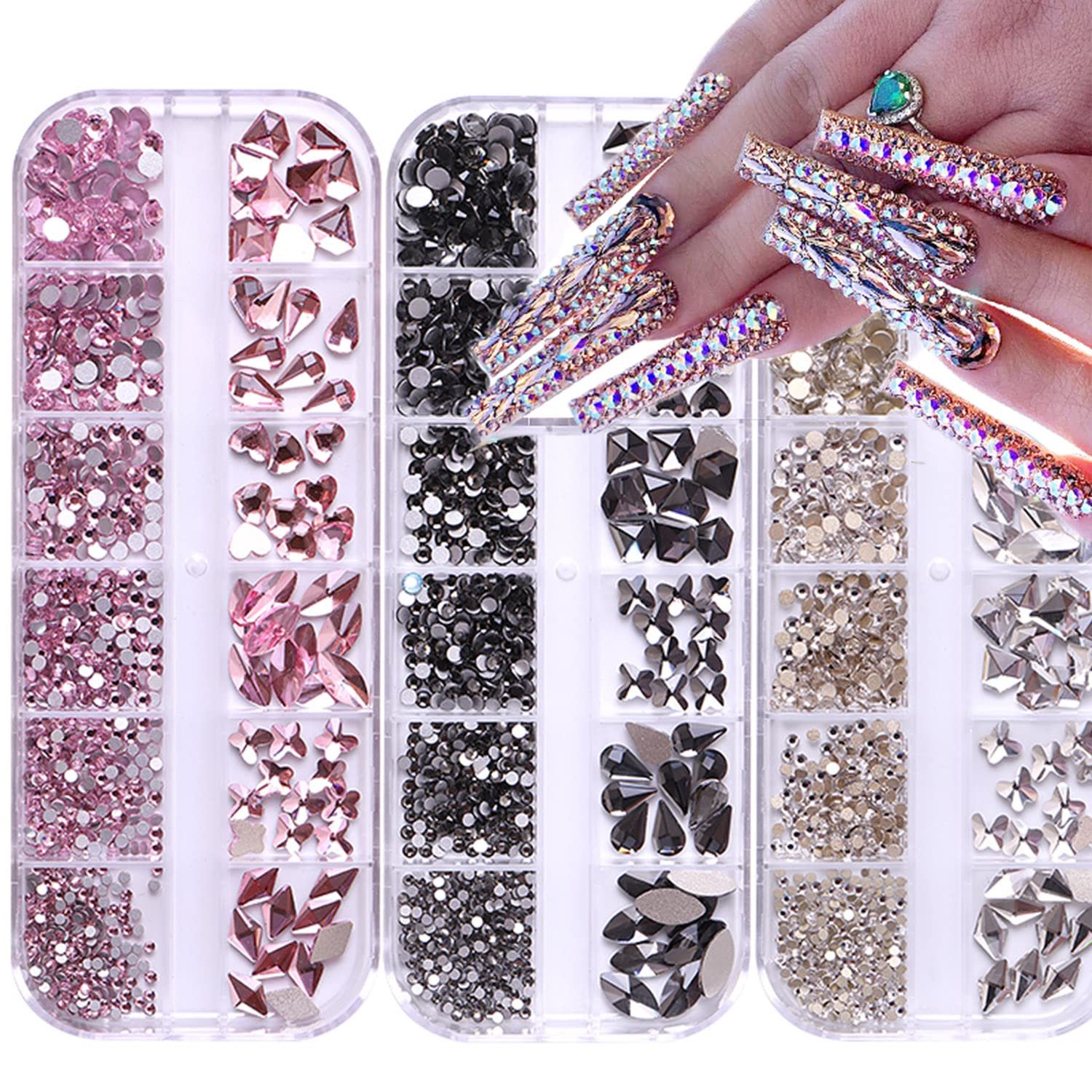 Стразы для ногтей Розовые BELICEY для украшения ногтей кристаллами, сердечки, бабочки, бриллианты, драгоценные камни для DIY Makau Craft Clothing, фото №7