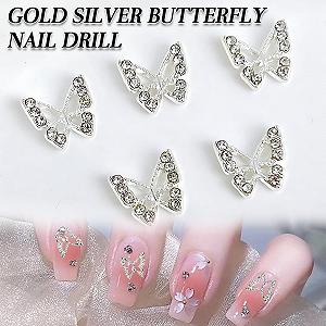 Шармы для ногтей Бабочки из сплава, 20 шт, серебристые, металлические, подвески для дизайна ногтей, стразы для ногтей, ювелирные изделия для ногтей synthetic.ua - Фото 1