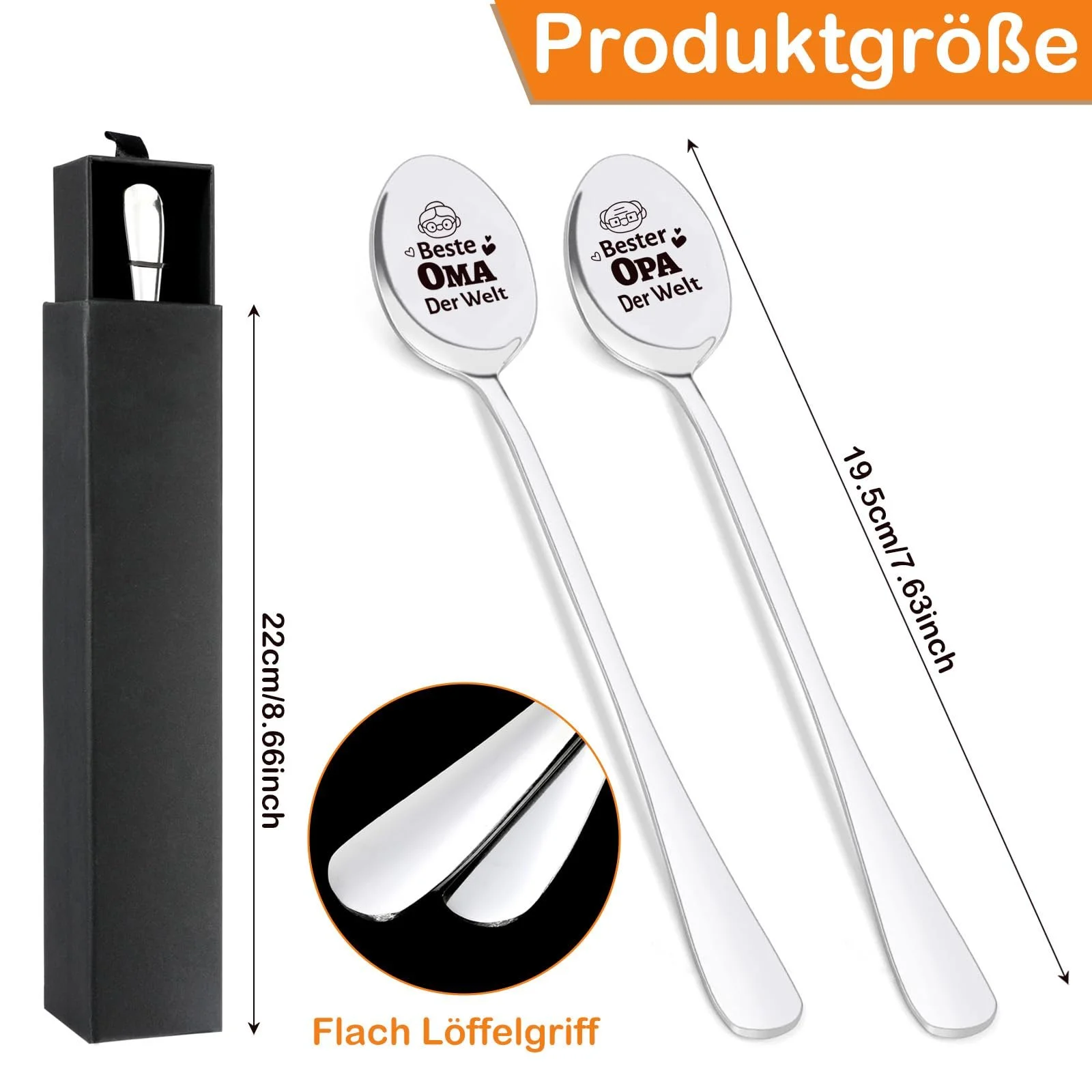 Ложка для кави HOWAF З написом Beste Opa Oma Der Welt, 2 шт., фото №2