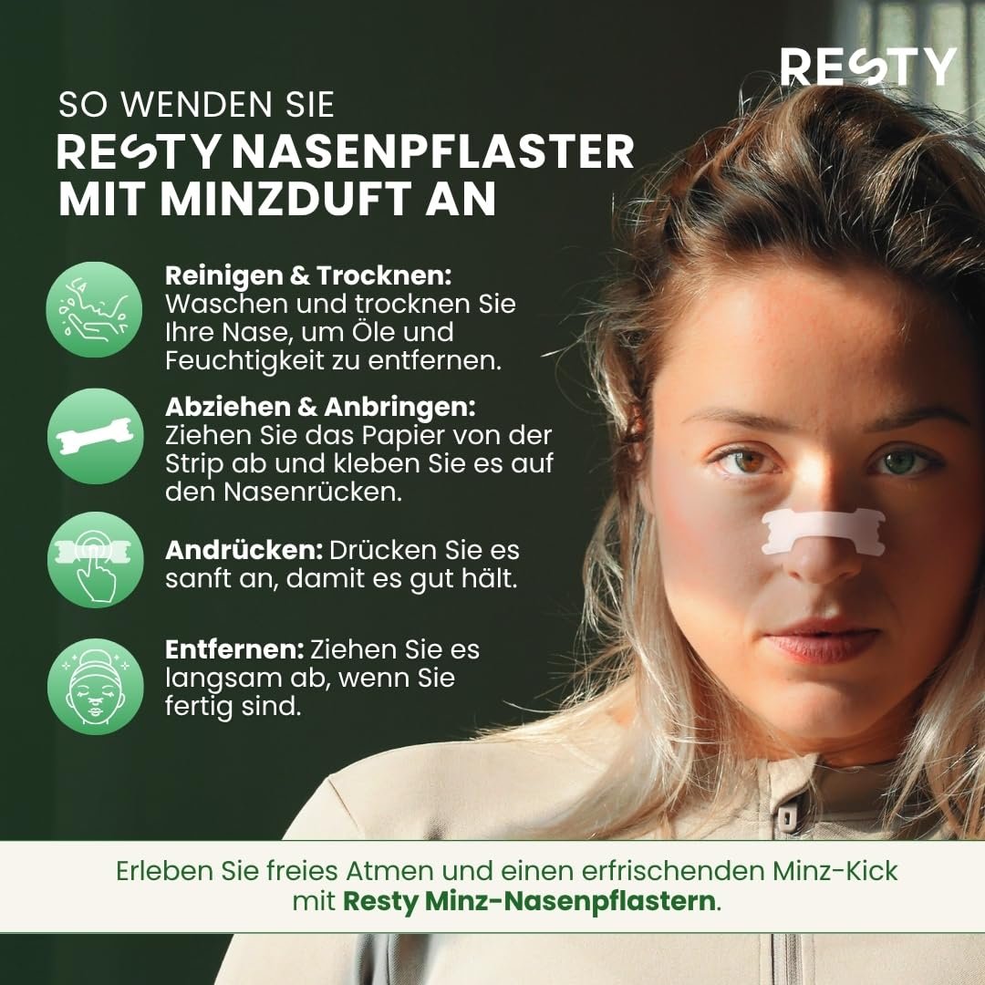 Смужки для носа Resty з ароматом м'яти 48 штук від хропіння та роздільники для носа, фото №6 Смужки для носа Resty з ароматом м'яти 48 штук від хропіння та роздільники для носа, фото №6