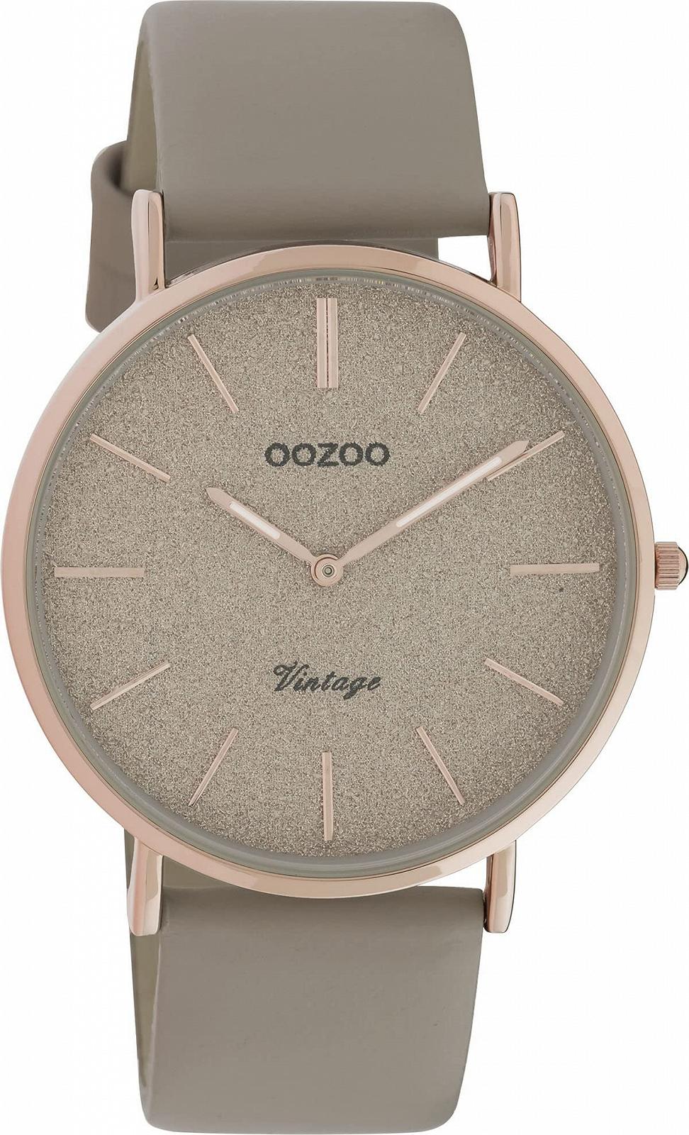 Винтажные часы Oozoo с блестящим кожаным ремешком 40 мм Rose/Taupe/Taupe C20167, Розовое золото, серо-коричневый, серый, Ремешок., фото №1 Винтажные часы Oozoo с блестящим кожаным ремешком 40 мм Rose/Taupe/Taupe C20167, Розовое золото, серо-коричневый, серый, Ремешок., фото №1