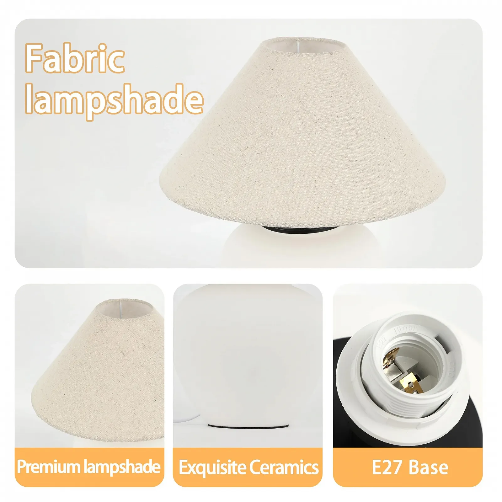 Настільна лампа керамічна Rustic Black Farmhouse Wabi Sabi Vintage Біла, фото №4