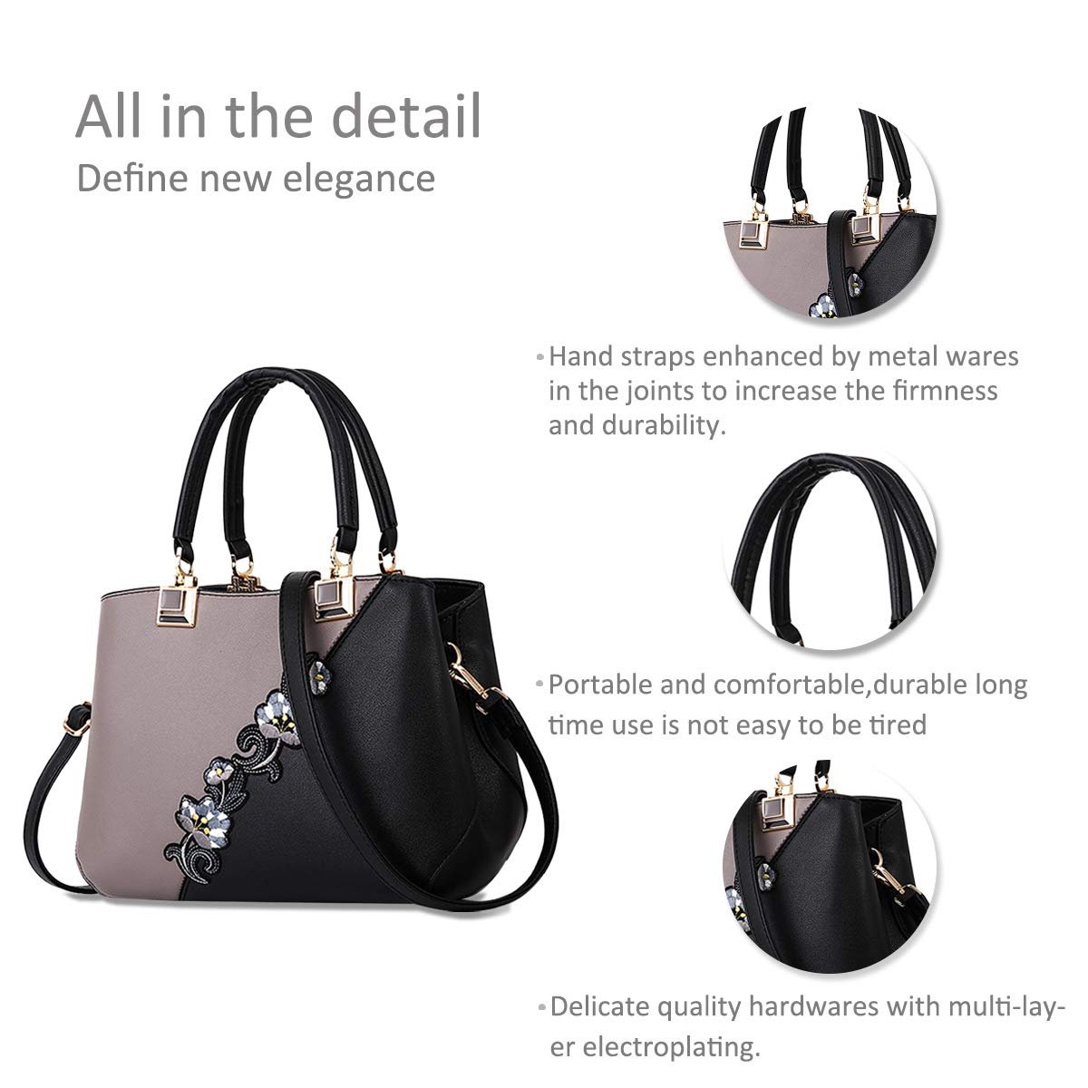 Сумка Nicole & Doris, серого цвета, размер: L, фото №6